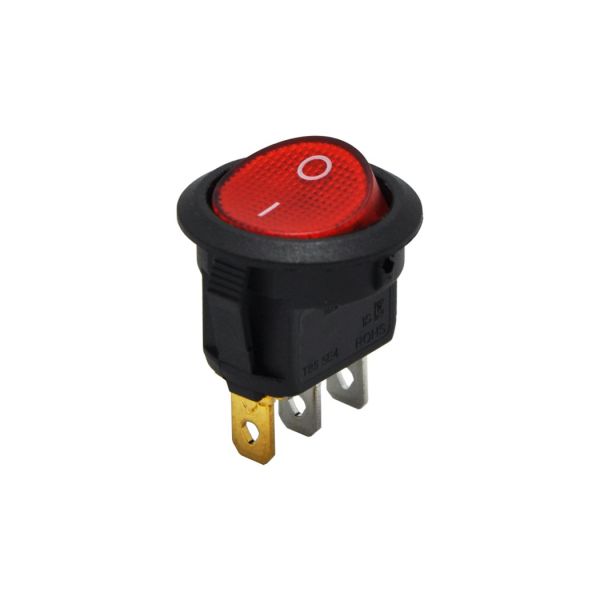 Yuvarlak Anahtar Işıklı 12V On-Off - Kırmızı 3P