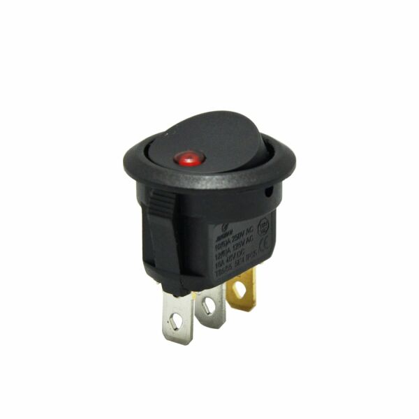 Yuvarlak Anahtar Nokta Işıklı 220V On-Off - Kırmızı 3P
