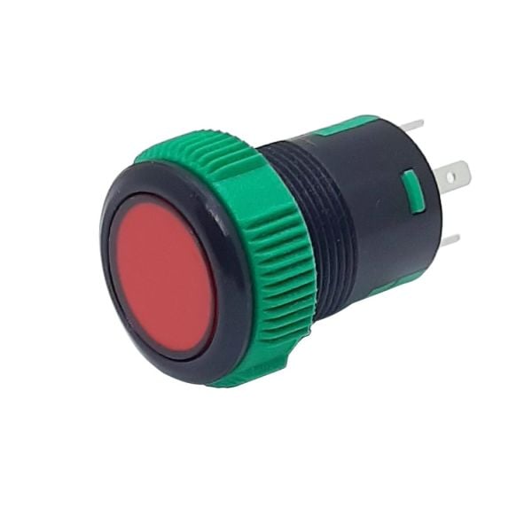 Plastik Ledli Buton Kırmızı 19MM (Yaylı)