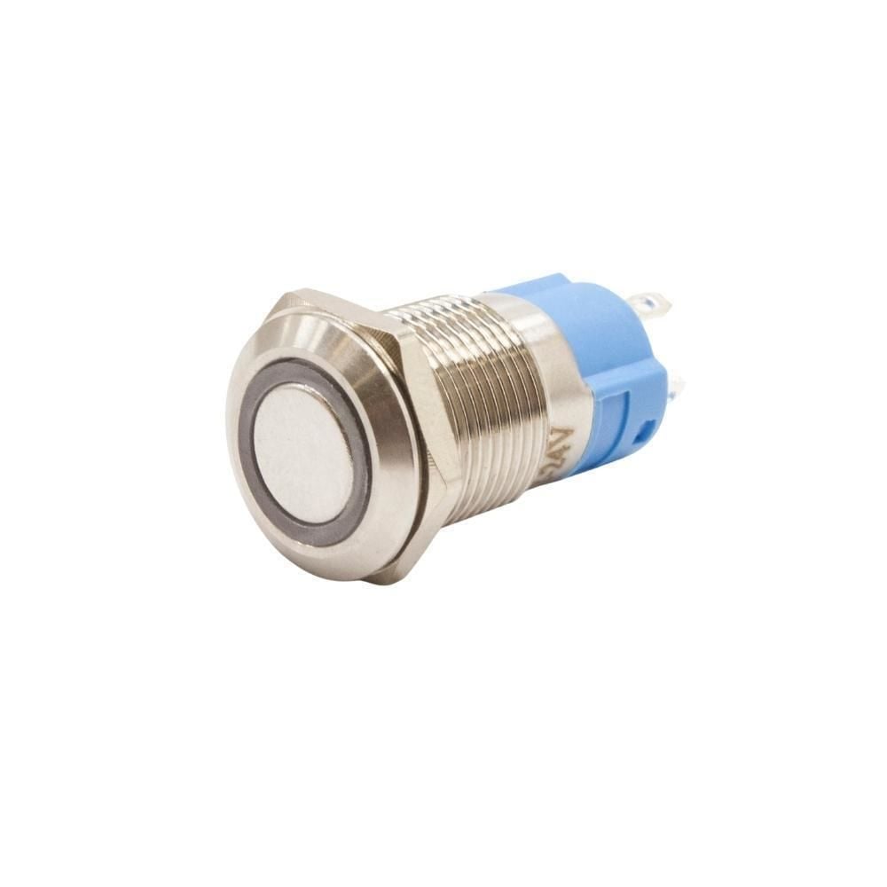 12A-P1Z-E 12mm Düz Anahtarlı Işıklı Metal Buton - Beyaz