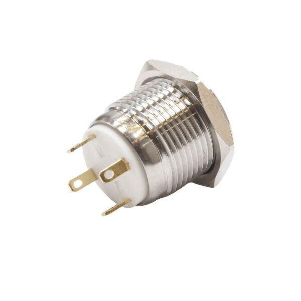 16H-P1-EC 16mm Düz Yaylı Işıklı Power Metal Buton - Sarı