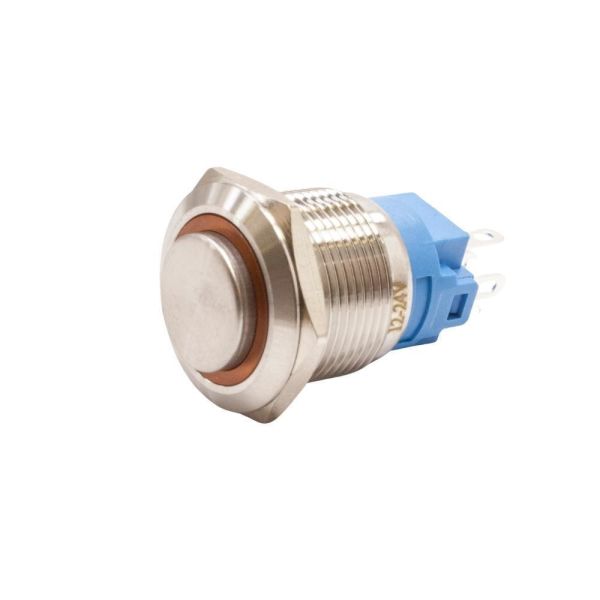 19A-G1Z-E 19mm Çıkık Anahtarlı Işıklı Metal Buton - Sarı