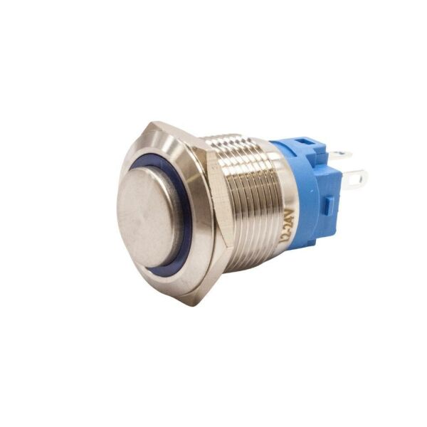19A-G1Z-E 19mm Çıkık Anahtarlı Işıklı Metal Buton - Mavi