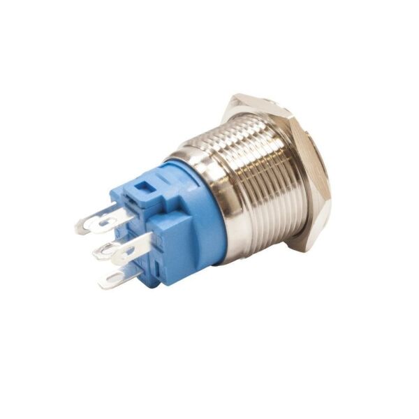 19A-G1Z-E 19mm Çıkık Anahtarlı Işıklı Metal Buton - Beyaz