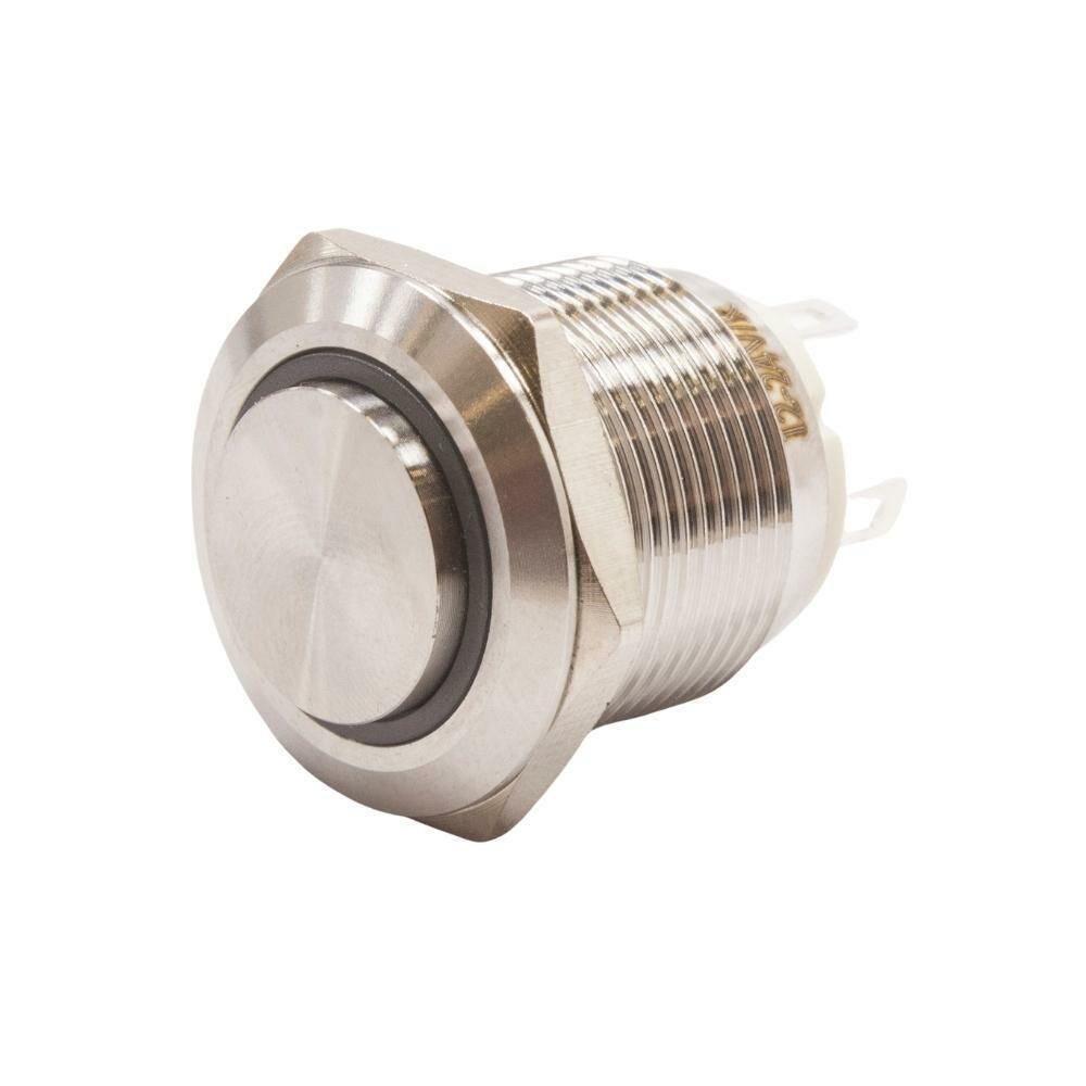 19H-G1-E 19mm Çıkık Yaylı Işıklı Metal Buton - Yeşil