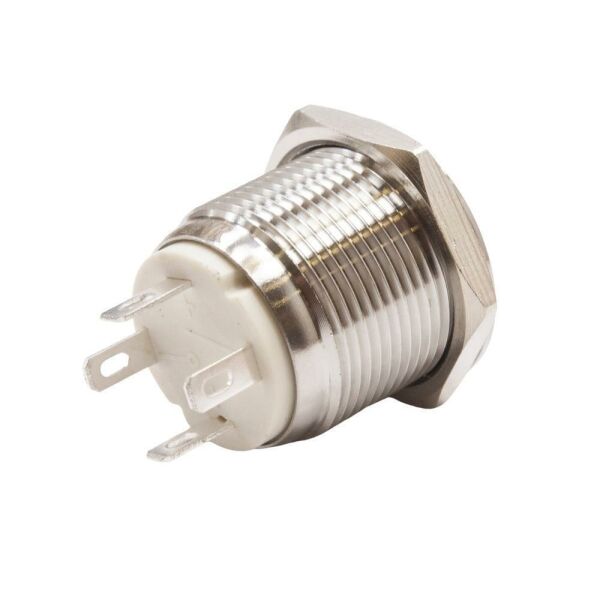 19H-G1-E 19mm Çıkık Yaylı Işıklı Metal Buton - Yeşil