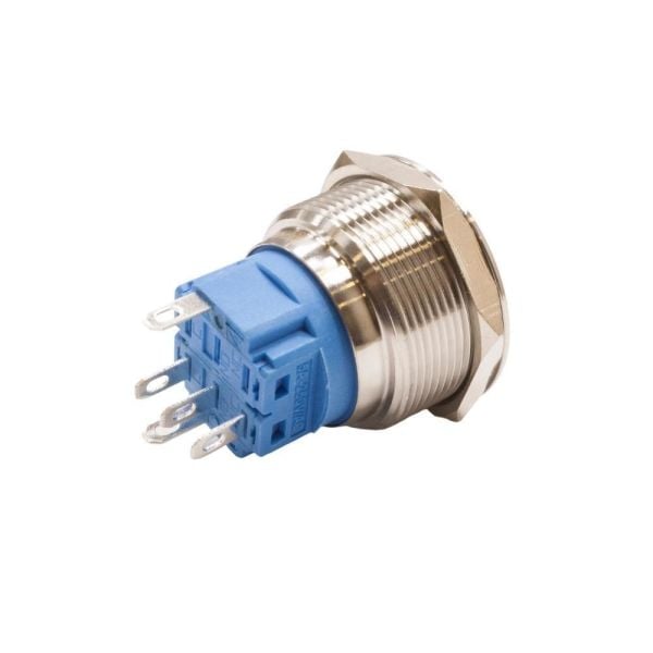 25B-P1Z-E 25mm Düz Anahtarlı Işıklı Metal Buton - Kırmızı