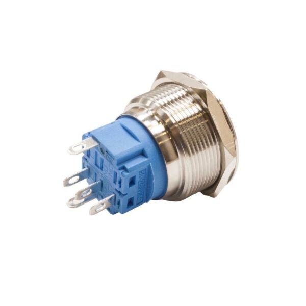 25B-P1Z-EC 25mm Düz Anahtarlı Işıklı Power Metal Buton - Kırmızı