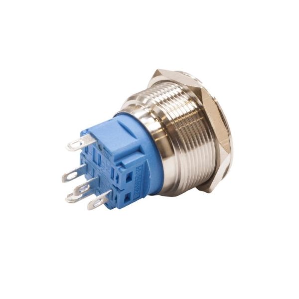 25B-P1Z-EC 25mm Düz Anahtarlı Işıklı Power Metal Buton - Yeşil