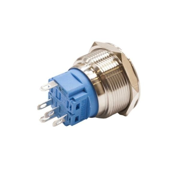 25B-P1Z-EC 25mm Düz Anahtarlı Işıklı Power Metal Buton - Sarı