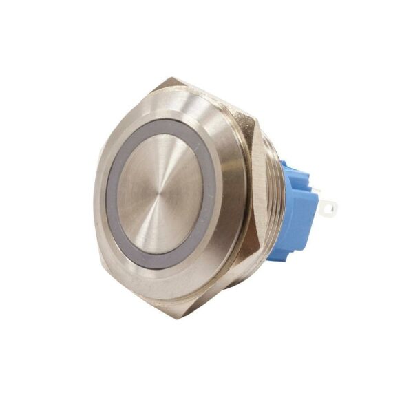 28B-P1Z-E 28mm Düz Anahtarlı Işıklı Metal Buton - Beyaz