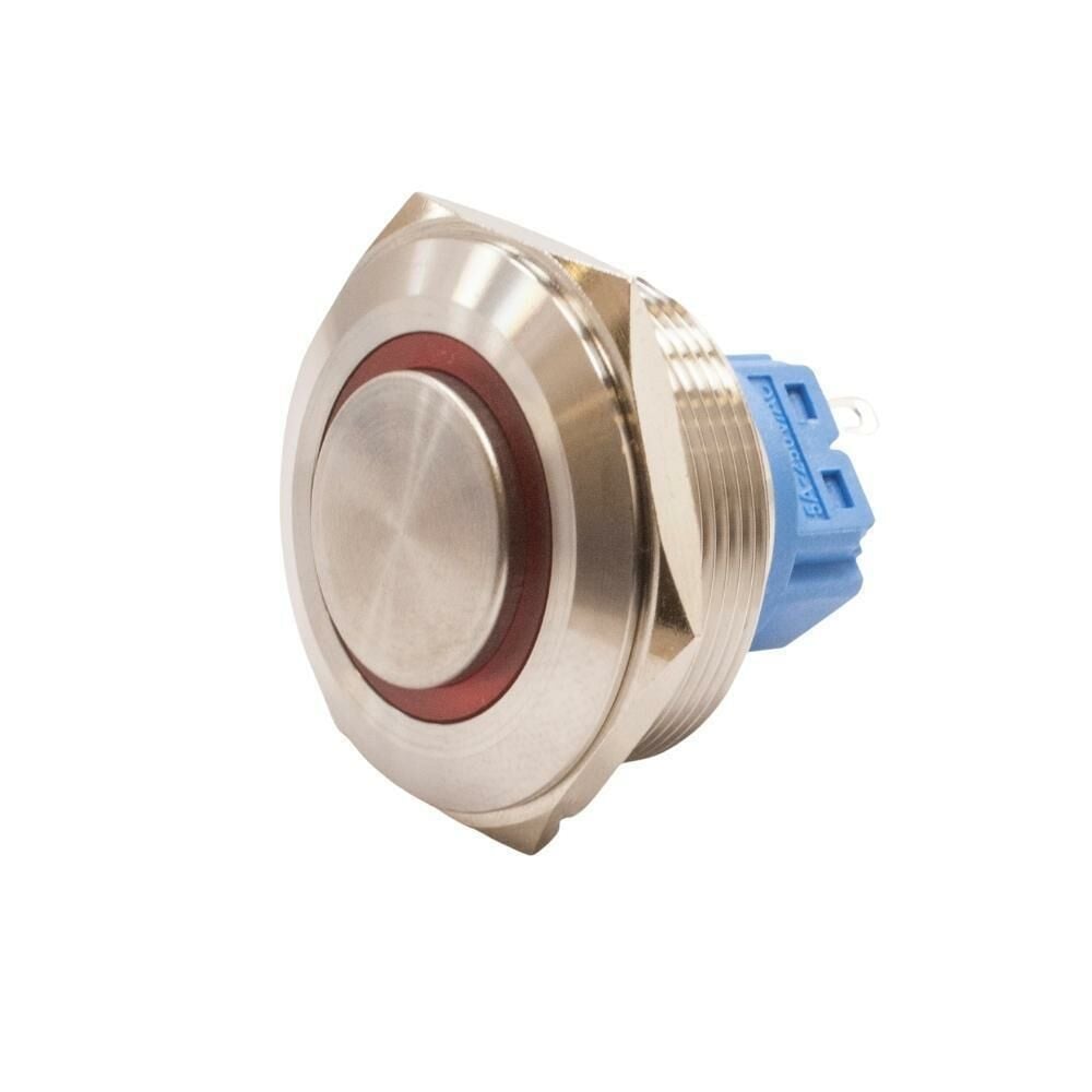 30B-G1-E 30mm Çıkık Yaylı Işıklı Metal Buton - Kırmızı