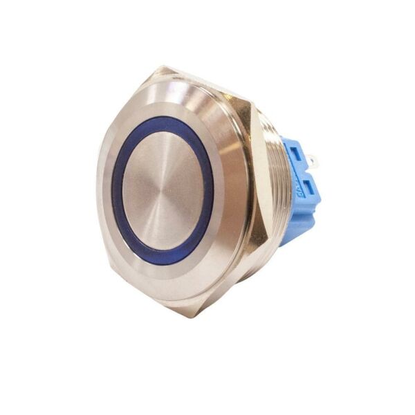 30B-P1Z-E 30mm Düz Anahtarlı Işıklı Metal Buton - Mavi