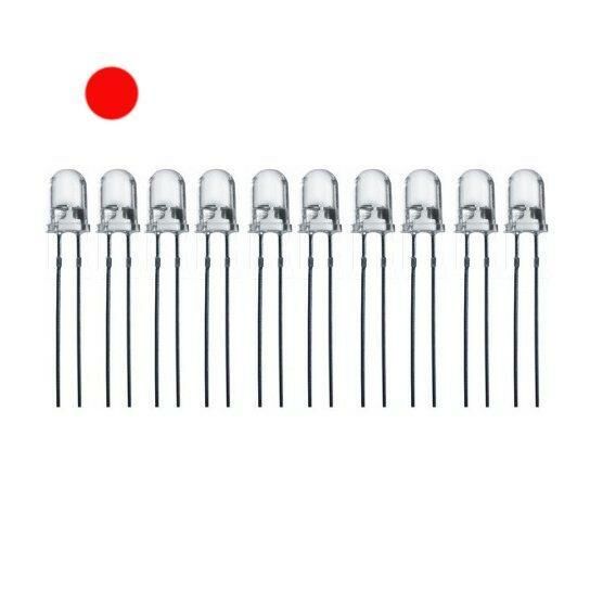 5 mm Şeffaf Kırmızı Led Paketi - 10 Adet