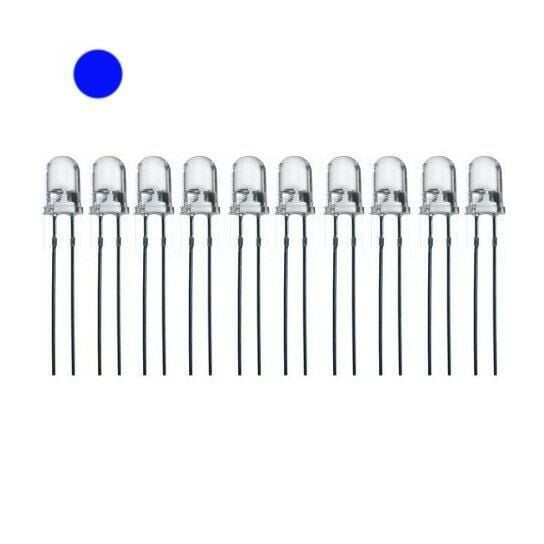 5 mm Şeffaf Mavi Led Paketi - 10 Adet