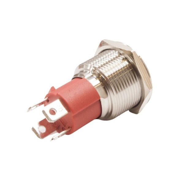 19D-P1Z-EC 19mm Düz Anahtarlı Işıklı Power Metal Buton - Mavi
