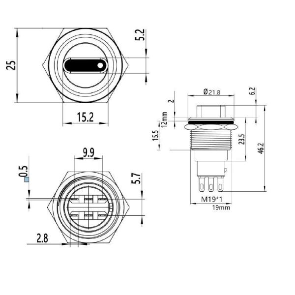 19X-P1 19mm Kalıcı Mandal Buton 0-1