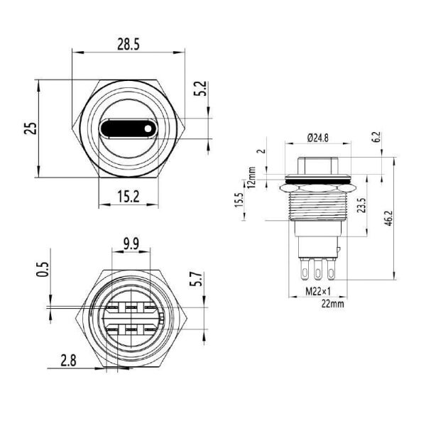 22X-P1 22mm Kalıcı Mandal Buton 0-1