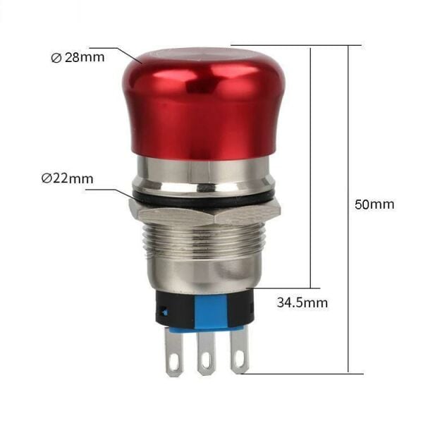 22M-Q1 22mm Metal Acil Stop Butonu