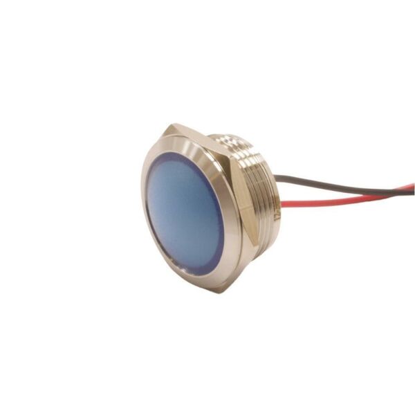 22L-P1 22mm 12-24V Kablolu Metal Sinyal Lambası - Mavi