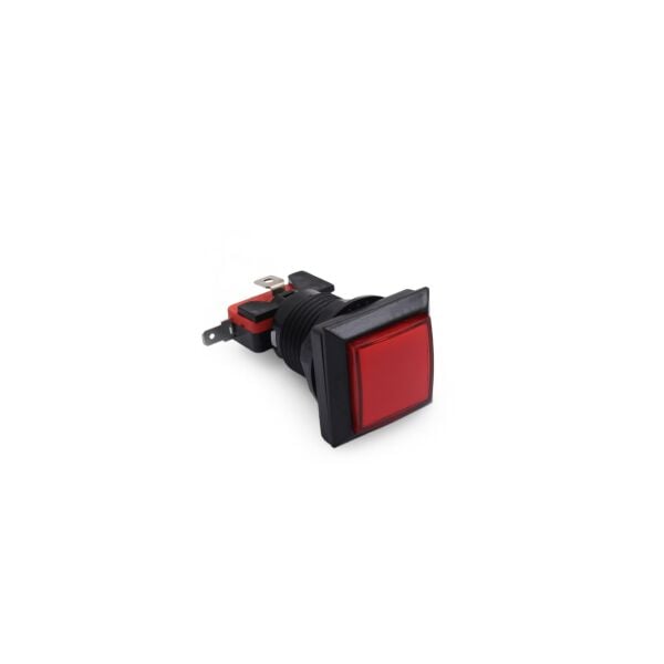 33MM 12V Işıklı Oyun Makina Buton Kare - Kırmızı