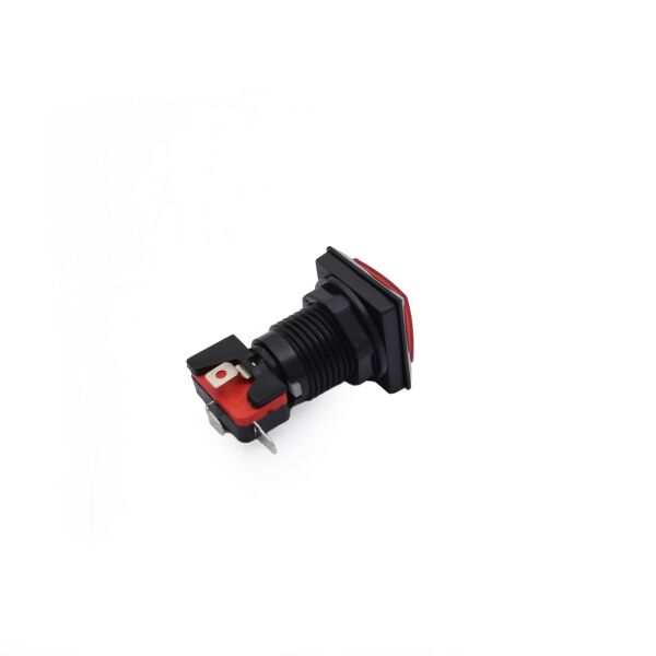 33MM 12V Işıklı Oyun Makina Buton Kare - Kırmızı