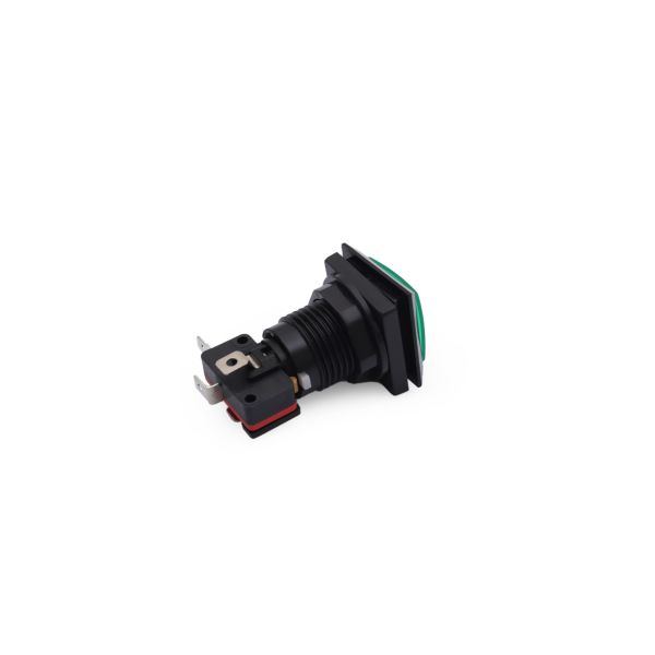 33MM 12V Işıklı Oyun Makina Buton Kare - Yeşil