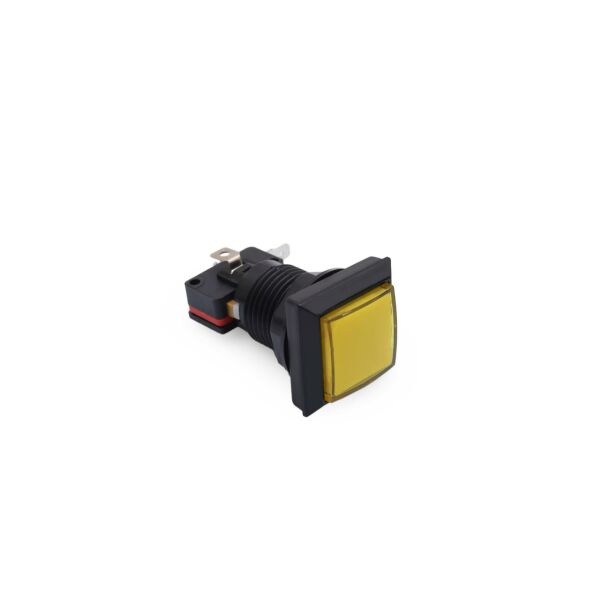 33MM 12V Işıklı Oyun Makina Buton Kare - Sarı