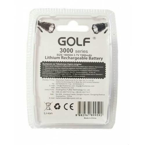 GOLF 18650A 3.7 V 1500 Mah Başlı Lityum Pil