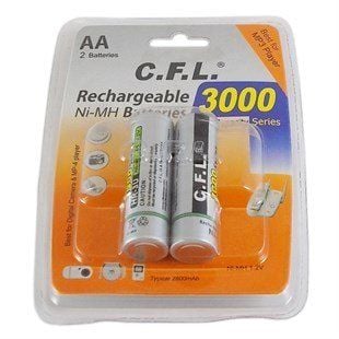 C.F.L. 3000 mAh AA Ni-MH Şarj Edilebilir Kalem Pil 2'li
