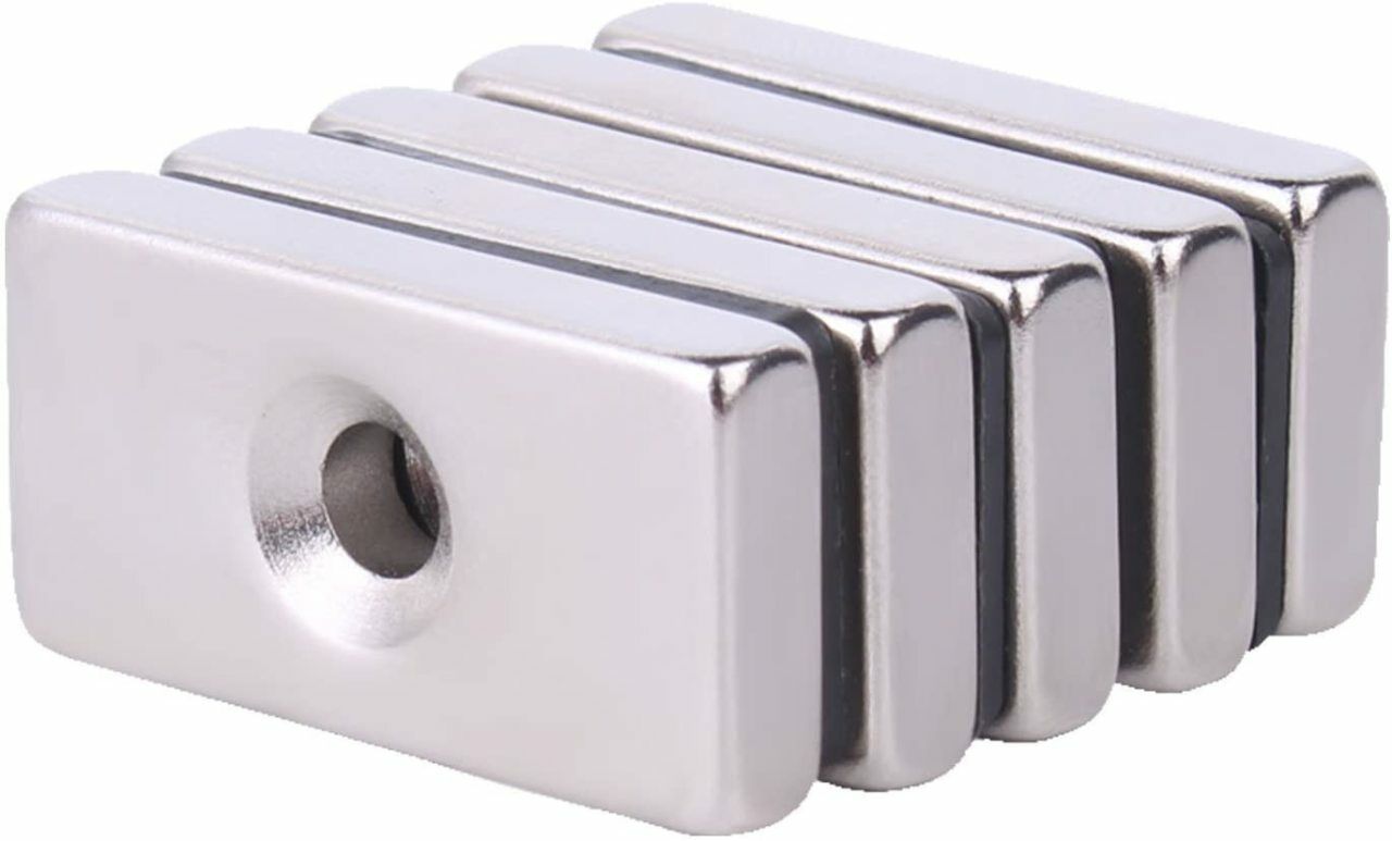 16x8x5 Neodyum Dikdörtgen Delikli Mıknatıs Süper Güçlü Magnet