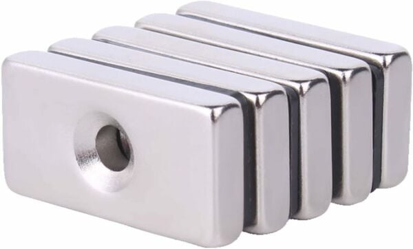 16x8x5 Neodyum Dikdörtgen Delikli Mıknatıs Süper Güçlü Magnet