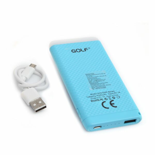 Golf Powerbank 4000 mAh Mavi (Led Işıklı)